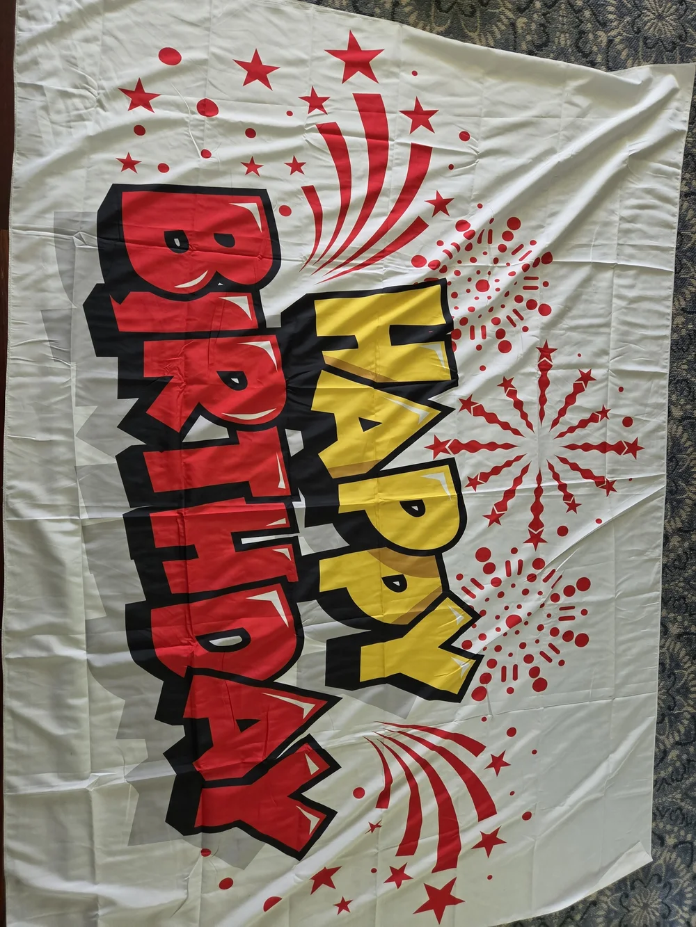 Happy Birthday Party Backdrop Banner - Red & Yellow